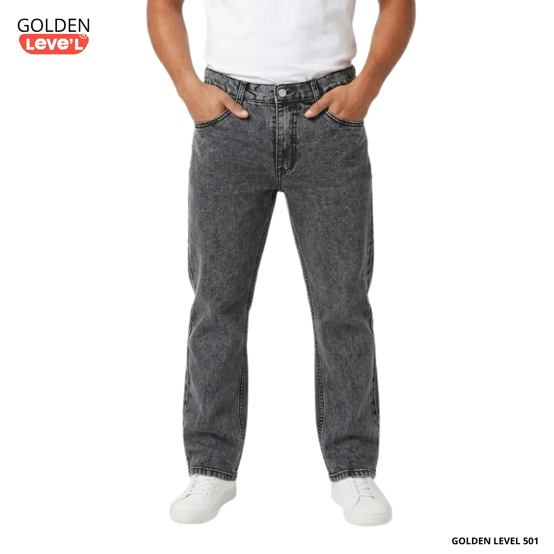 Pantalón de mezclilla Golden Level 501 gris para hombre corte recto vaquero venta por mayoreo