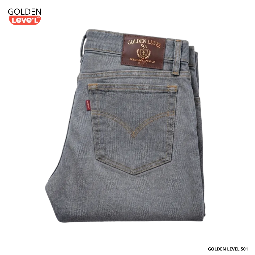 Pantalón de mezclilla Golden Level 501 gris para hombre corte recto vaquero venta por mayoreo