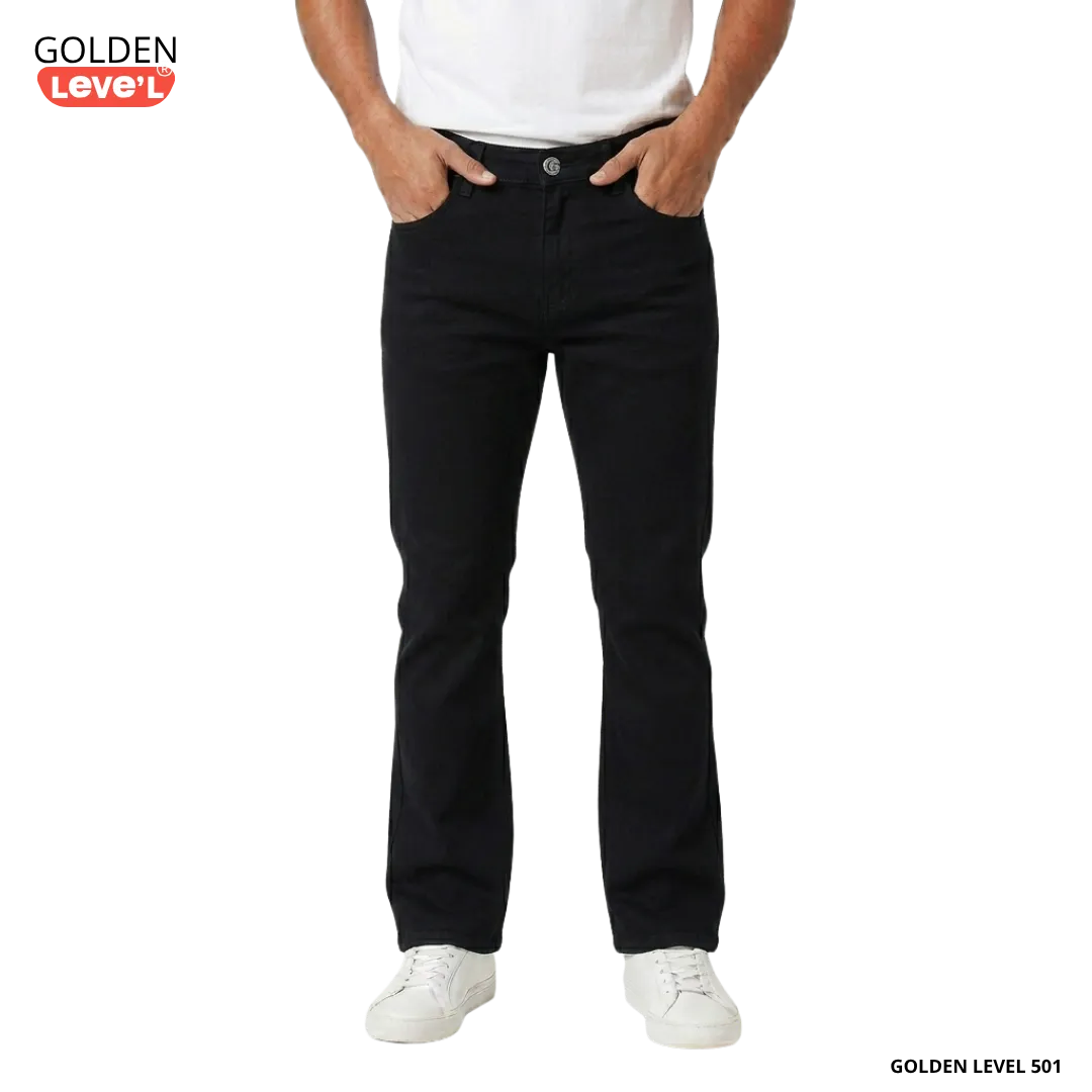 Pantalón de mezclilla Golden Level 501 negro para hombre corte recto vaquero venta por mayoreo