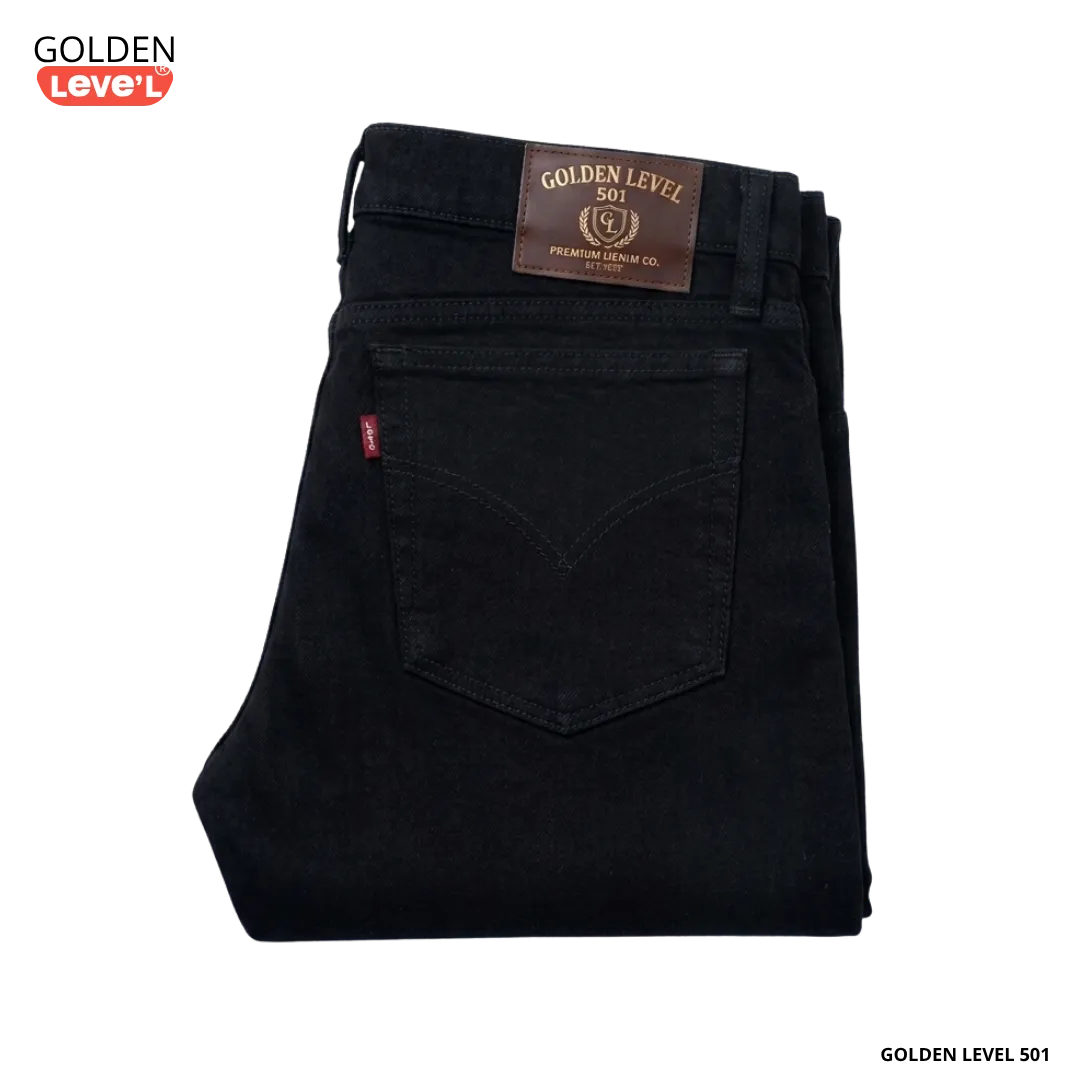 Pantalón de mezclilla Golden Level 501 negro para hombre corte recto vaquero venta por mayoreo
